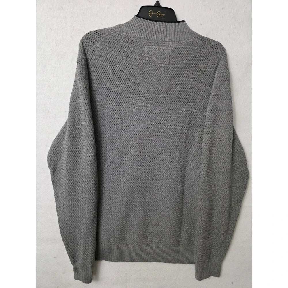 Nickel & iron New York sweater gray quarter-zip design with a textured knit Sz L